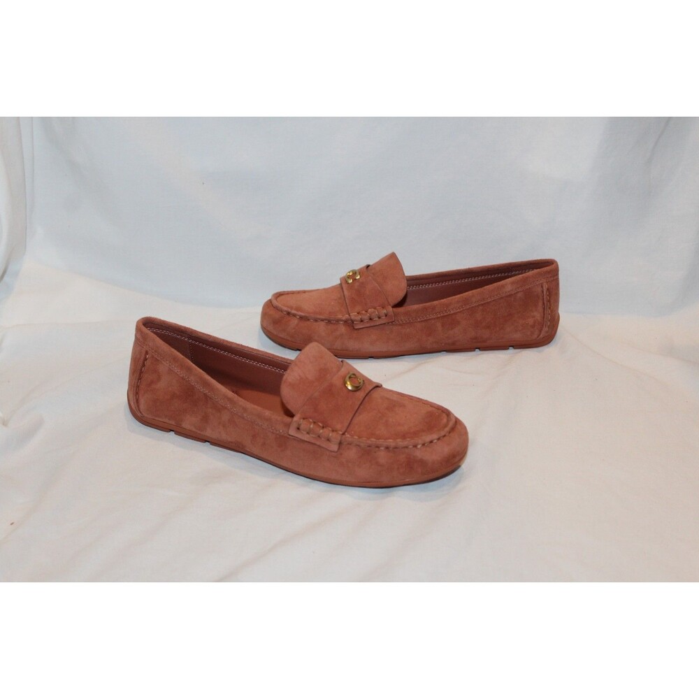 COACH SCULPT C LOGO SLIP ON DRIVER SUEDE LOAFER MOCASSINS CLAY SZ 8 NEW - Picture 4 of 9